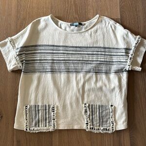 Anthropologie Eva Franco Nantucket Top Womens L Black/cream Nautical Bohemian